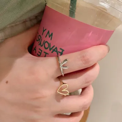 Trendy Adjustable Opening Heart Rings (2 pc)